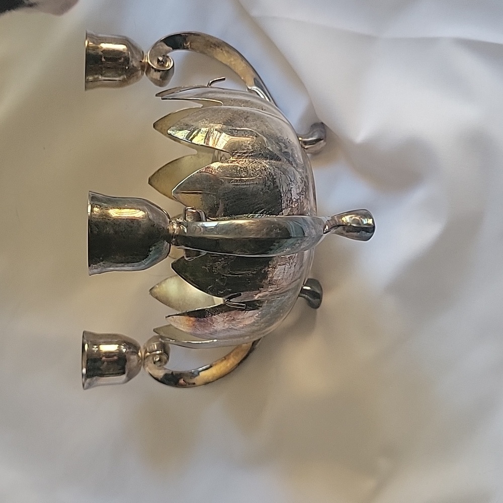 Silver-plated 3- candle Flower holder